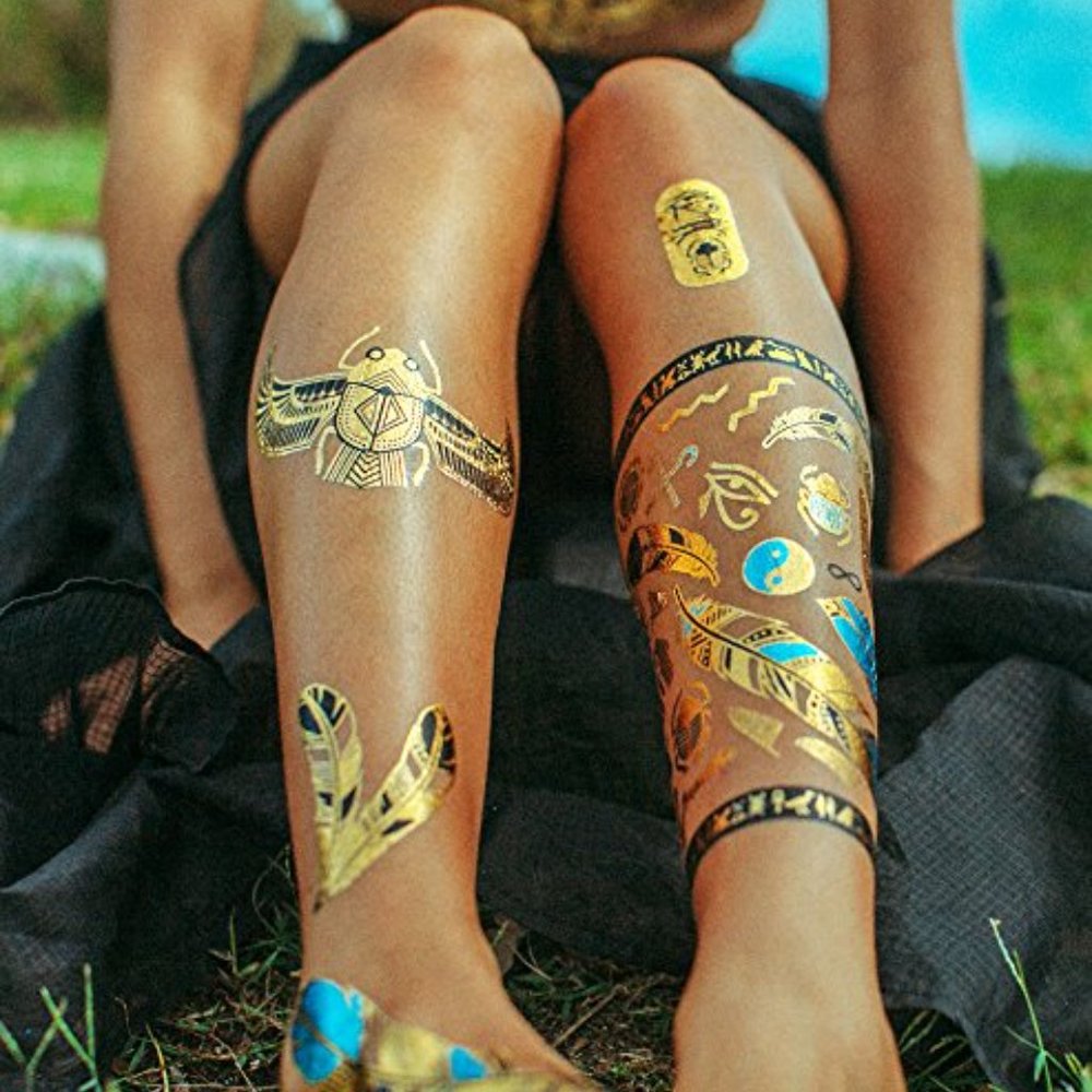 3 sheets Golden White Temporary Tattoo - Picture 15 of 16